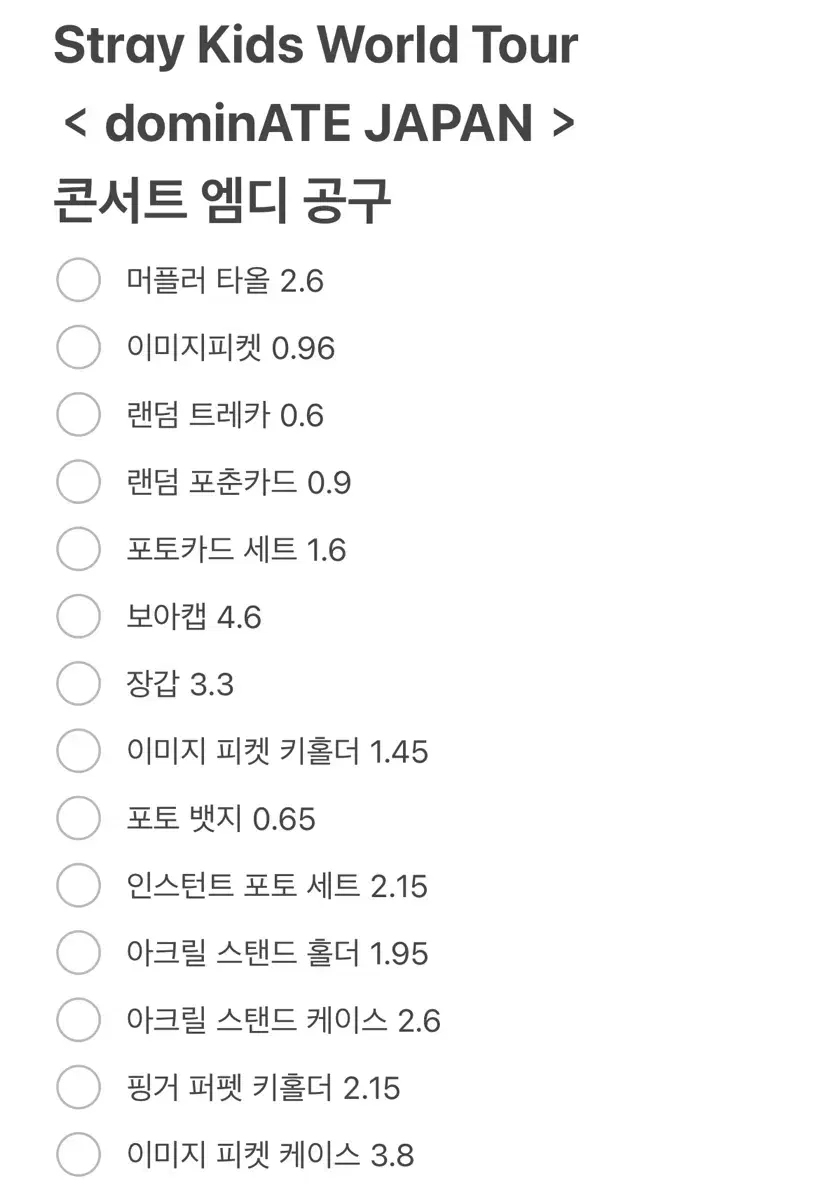 스키즈 일본 도미네이트 콘서트 엠디 md 댈구 공구